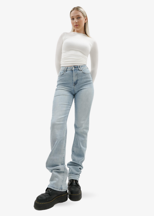 Stretch high waist straight leg jeans light blue (tall)