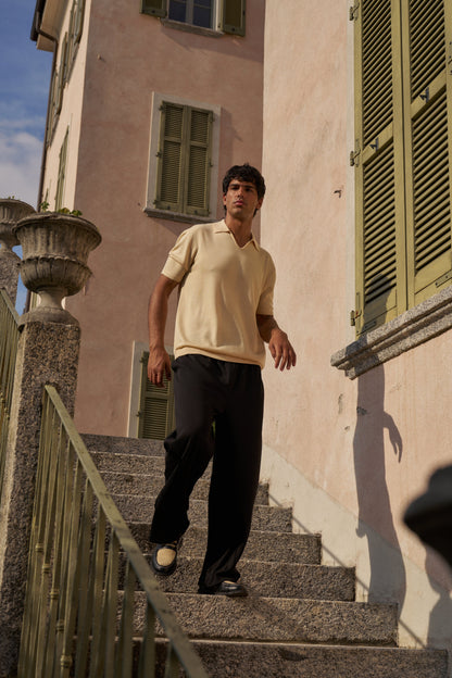 Creme Knitted Short Sleeve Polo – Butter