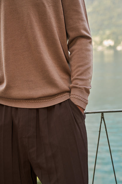 Rivoli Knitted Longsleeve Polo – Taupe