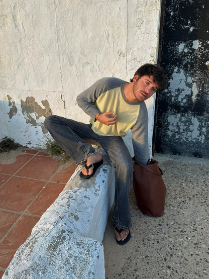 Oliva knit blouse - Grey/yellow