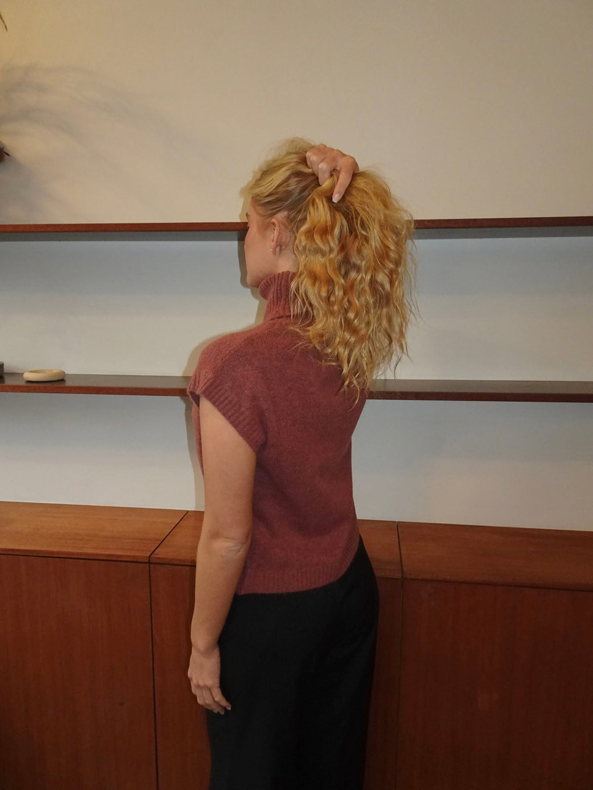 Linua vest with Turtleneck – Rust/rose